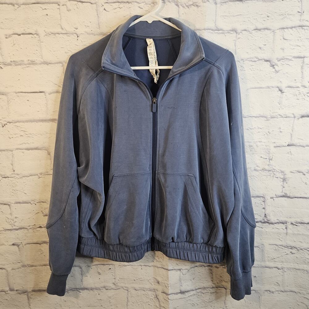 Lululemon Jacket Brushed Softstreme Funnel Neck Zip Up Womens 8 Multiple Flaws